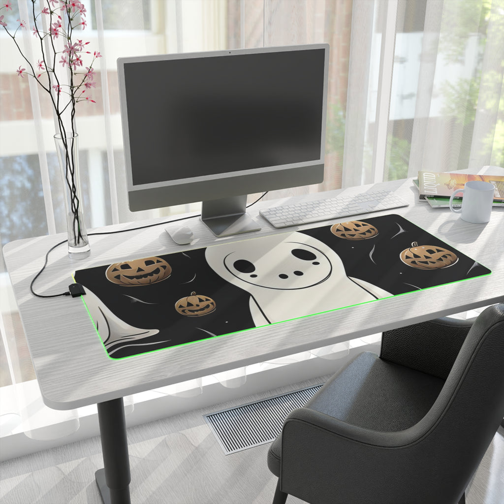 LED Gaming Mouse Pad with Ghostly Skeleton and Pumpkin Design for Halloween, view 28