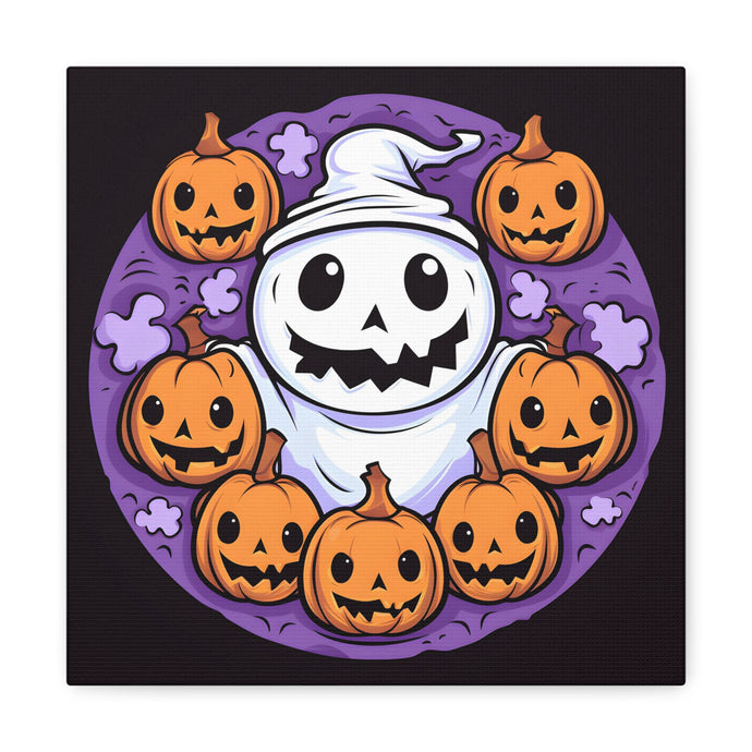 DistinctInk Canvas Wall Art with Ghost Skeleton Pumpkins for Halloween