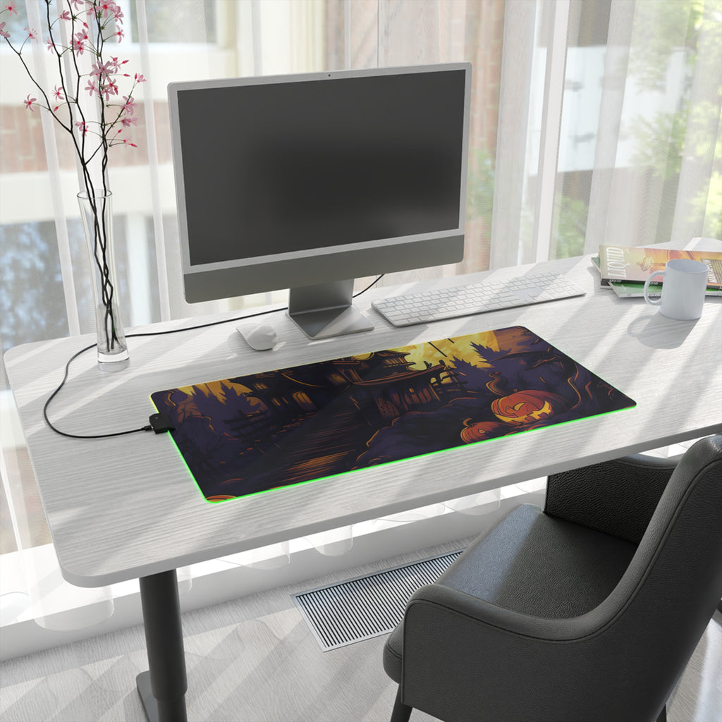 LED Gaming Mouse Pad with Ghostly Ghouls in the Graveyard Design for Halloween, view 16