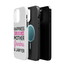 DistinctInk ToughCase for Apple iPhone, Compatible with MagSafe Charging - Happiness is Being a Mother Grandma Lawyer