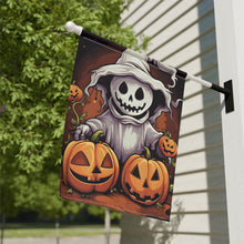 DistinctInk Garden & House Banner / Flag with Trick or Treat Ghost-O-Lantern Design for Halloween