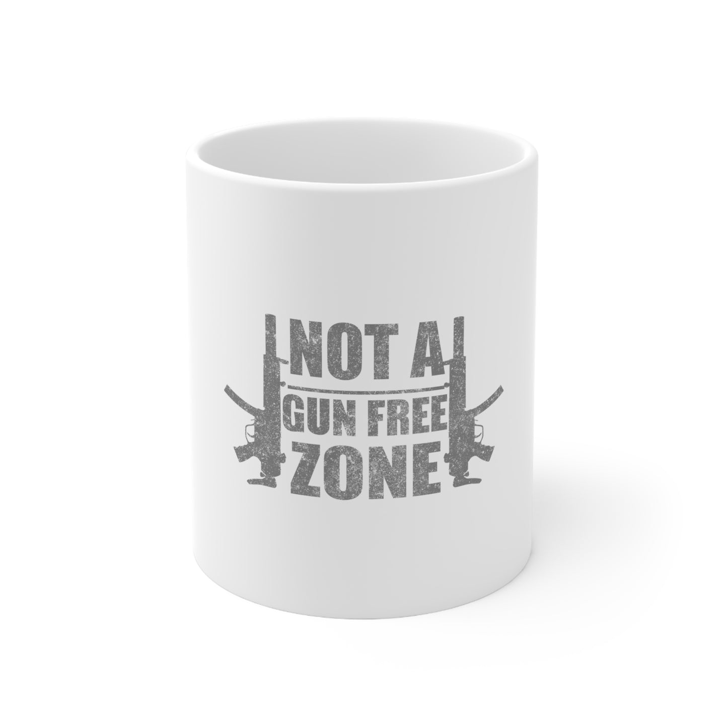 DistinctInk Glossy White Coffee / Tea Mug - Not a Gun Free Zone