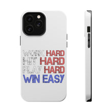 DistinctInk ToughCase for Apple iPhone, Compatible with MagSafe Charging - Work Hard Hit Hard Play Hard Win Easy