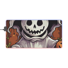 DistinctInk LED Gaming Mouse Pad with Trick or Treat Ghost-O-Lantern Design for Halloween