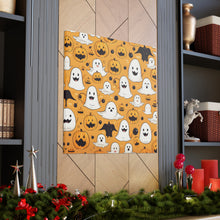 DistinctInk Canvas Wall Art with Ghoulish Bats and Pumpkins for Halloween