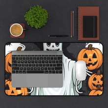 DistinctInk Desk Mat with Ghost Skeleton Pumpkins Pattern Design for Halloween
