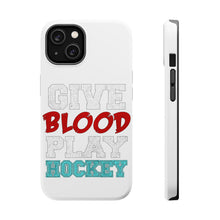 DistinctInk ToughCase for Apple iPhone, Compatible with MagSafe Charging - Give Blood Play Hockey