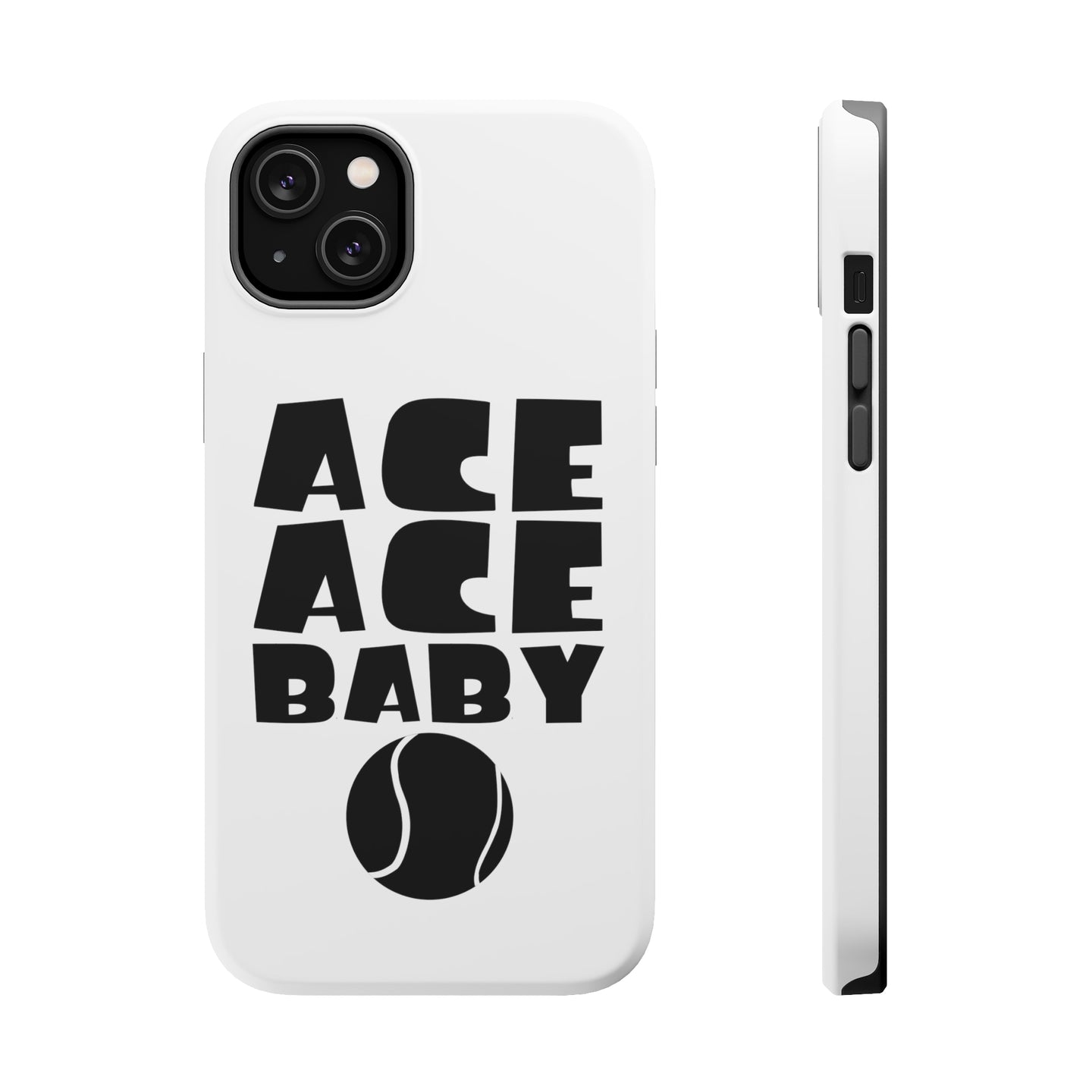 DistinctInk ToughCase for Apple iPhone, Compatible with MagSafe Charging - Ace Ace Baby Tennis