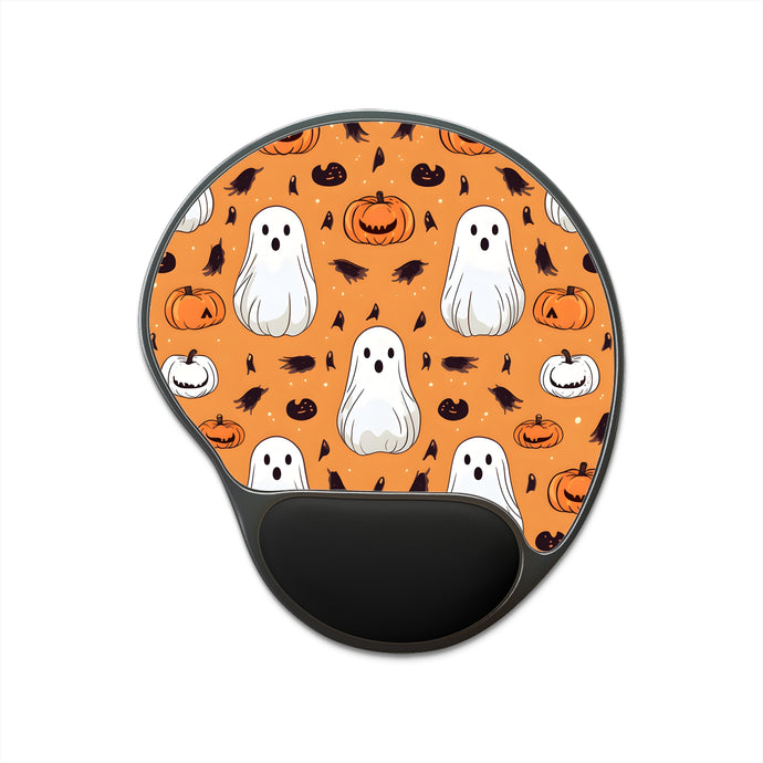 DistinctInk Mouse Pad with Wrist Rest  with Ghost Skeleton Cartoon Pumpkin Design for Halloween