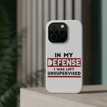 DistinctInk ToughCase for Apple iPhone, Compatible with MagSafe Charging - In My Defense, I Was Left Unsupervised