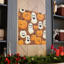 DistinctInk Canvas Wall Art with "Boo-ttifull Skeleton Cartoon Pattern Pumpkin" for Halloween