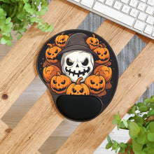 DistinctInk Mouse Pad with Wrist Rest  with Spooky Skeleton Pumpkin Patch Design for Halloween