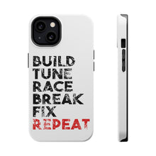 DistinctInk ToughCase for Apple iPhone, Compatible with MagSafe Charging - Build Tune Race Break Fix Repeat