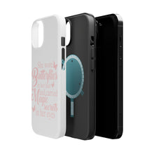 DistinctInk ToughCase for Apple iPhone, Compatible with MagSafe Charging - Butterflies in Her Hari, Magic Secret Eyes