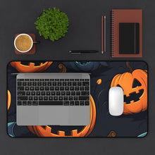 DistinctInk Desk Mat with Nightly Fright of Bats and Ghouls Design for Halloween