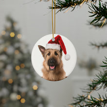 DistinctInk Hanging Ceramic Christmas Tree Ornament with Gold String - Great Gift/Present - 2 3/4 inch Diameter - Berger Picard Design