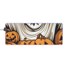 DistinctInk LED Gaming Mouse Pad with Ghostly Skeleton and Pumpkins Design for Halloween