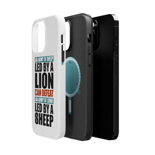 DistinctInk ToughCase for Apple iPhone, Compatible with MagSafe Charging - Sheep Led By Lion Defeat Lions Led By Sheep