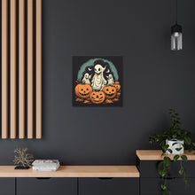 DistinctInk Canvas Wall Art with Spooky Skeleton Pumpkins for Halloween