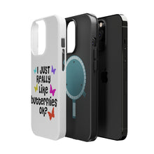 DistinctInk ToughCase for Apple iPhone, Compatible with MagSafe Charging - I Just Really Like Butterflies