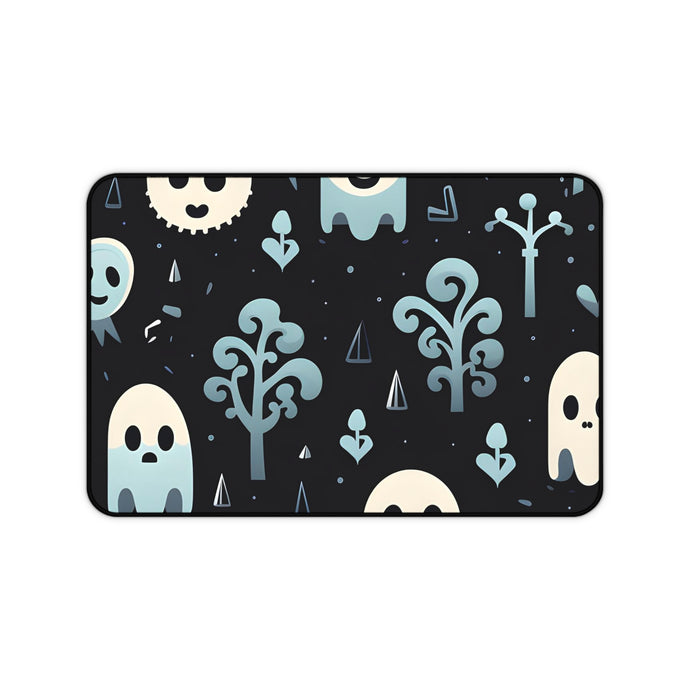 DistinctInk Desk Mat with Ghastly Skeletal Shadows Design for Halloween