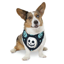 DistinctInk Adjustable Pet Banana Collar with Skele-Ghostly Pumpkin Patch Design for Halloween