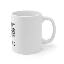 DistinctInk Glossy White Coffee / Tea Mug - Cast Away All Your Troubles Go Fishing