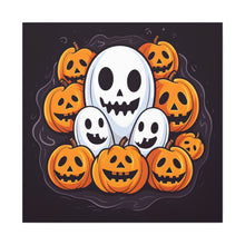 DistinctInk Canvas Wall Art with Skele-Pumpkin Ghost Pattern for Halloween