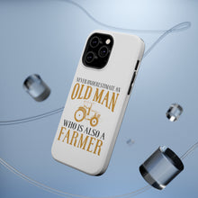 DistinctInk ToughCase for Apple iPhone, Compatible with MagSafe Charging - Never Underestimate Old Man Farmer