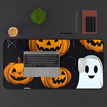 DistinctInk Desk Mat with Ghost Skeleton Cartoon Pumpkin Design for Halloween