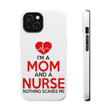 DistinctInk ToughCase for Apple iPhone, Compatible with MagSafe Charging - Mom and a Nurse Nothing Scares Me