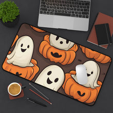 DistinctInk Desk Mat with Haunted Skeleton Pumpkin Patch Design for Halloween