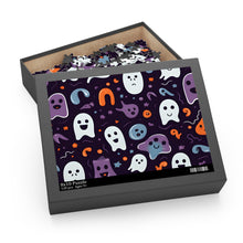 DistinctInk Jigsaw Puzzle with Skeletal Ghostly Pumpkins Design for Halloween