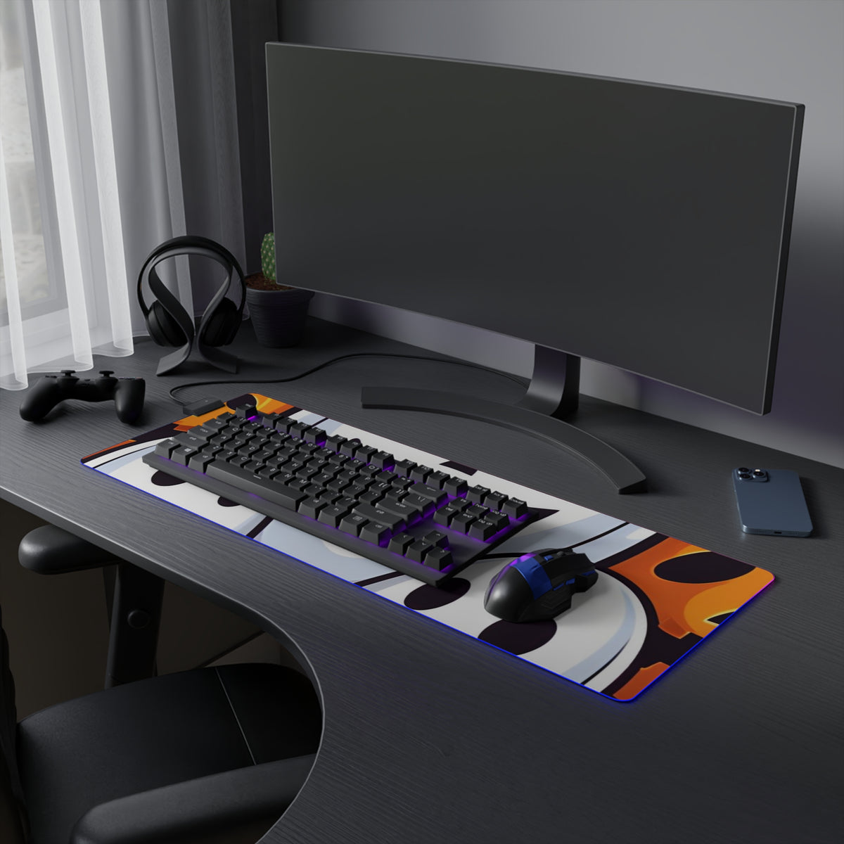 LED Gaming Mouse Pad with Skele-Pumpkin Ghost Pattern Design for Halloween, view 21