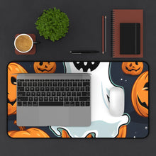 DistinctInk Desk Mat with Ghost Skeleton Spooky Pumpkins Design for Halloween