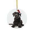 Hanging Ceramic Christmas Tree Ornament with Gold String - Giant Schnauzer Puppy Design