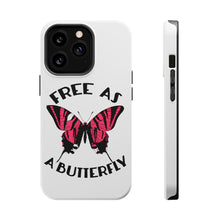 DistinctInk ToughCase for Apple iPhone, Compatible with MagSafe Charging - Free as a Butterfly - Pink