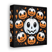 DistinctInk Canvas Wall Art with Ghost Skeleton Cartoon Pumpkin for Halloween