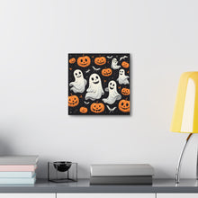 DistinctInk Canvas Wall Art with Spooky Skeleton Pumpkin Patch for Halloween