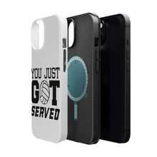 DistinctInk ToughCase for Apple iPhone, Compatible with MagSafe Charging - You Just Got Served Volleyball