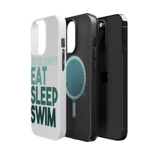 DistinctInk ToughCase for Apple iPhone, Compatible with MagSafe Charging - Life Is Simple Eat Sleep Swim