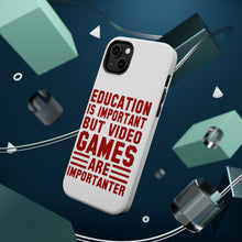 DistinctInk ToughCase for Apple iPhone, Compatible with MagSafe Charging - Education is Important Video Games Importanter