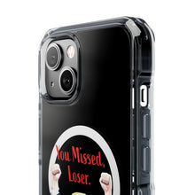 DistinctInk Clear Case for Apple iPhone, Compatible with MagSafe – Trump ‘You Missed, Loser’ Cartoon Design