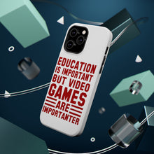 DistinctInk ToughCase for Apple iPhone, Compatible with MagSafe Charging - Education is Important Video Games Importanter