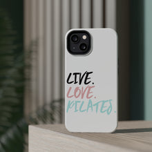 DistinctInk ToughCase for Apple iPhone, Compatible with MagSafe Charging - Live. Love. Pilates.