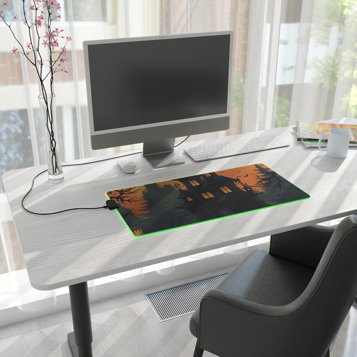 LED Gaming Mouse Pad with Spooky Trick or Treating Design for Halloween, view 10