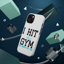 DistinctInk ToughCase for Apple iPhone, Compatible with MagSafe Charging - I Hit the Gym So I Won't Hit You