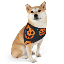 DistinctInk Adjustable Pet Banana Collar with Nightly Fright of Bats and Ghouls Design for Halloween