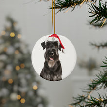 DistinctInk Hanging Ceramic Christmas Tree Ornament with Gold String - Great Gift/Present - 2 3/4 inch Diameter - Giant Schnauzer Design