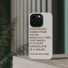 DistinctInk ToughCase for Apple iPhone, Compatible with MagSafe Charging - Chocolate Comes From Cocoa Is A Salad